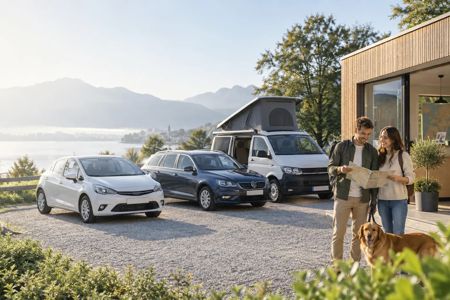 Kleine Fahrzeugvermietung mit Pkw, Kombi und Campervan